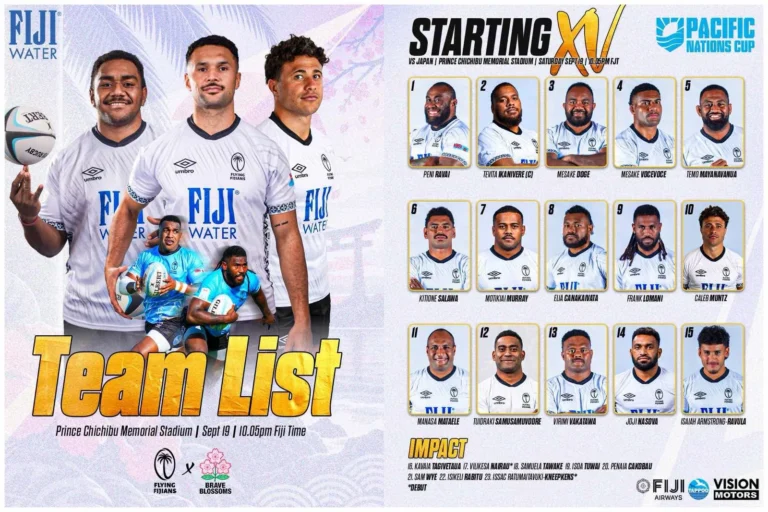 Flying Fijians Name Team for Pacific Nations Championship Final Against Japan